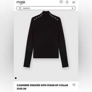 Maje
Monta Button Detail Cashmere Turtleneck Sweater size 2